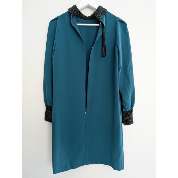 NWT AnnaRita N Blue Green Mini Dress Shift IT 40 US 4 Women's Italian Designer - Picture 4 of 8